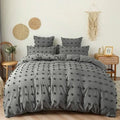Textured white pom pom quilt cover set bedroom bedding