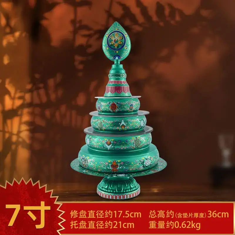 Tibetan cloisonne manda pan blue & green living room tea pan