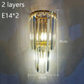 Tiered gold crystal wall lamp living room sconce