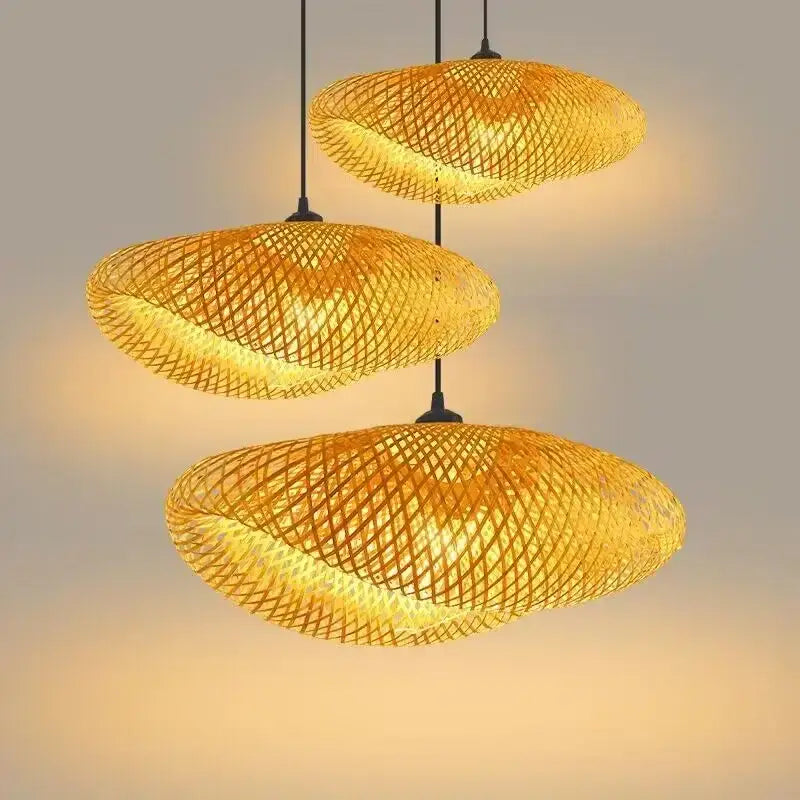 Tiered golden lattice decorbites bamboo chandelier dining room light
