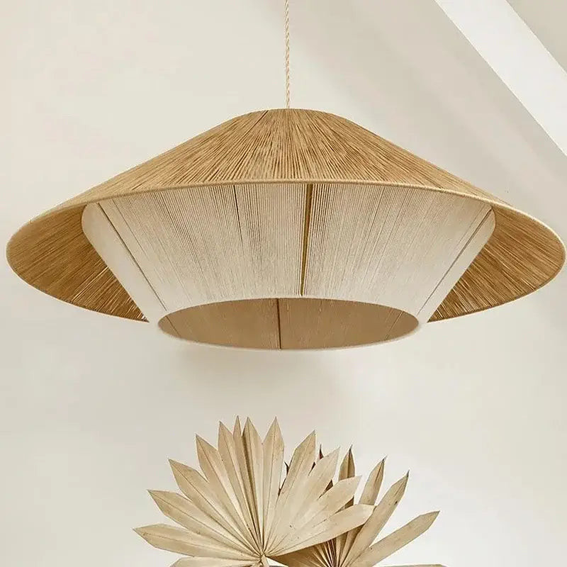 Tiered hemp rope rattan weave pendant light dining room warm lighting
