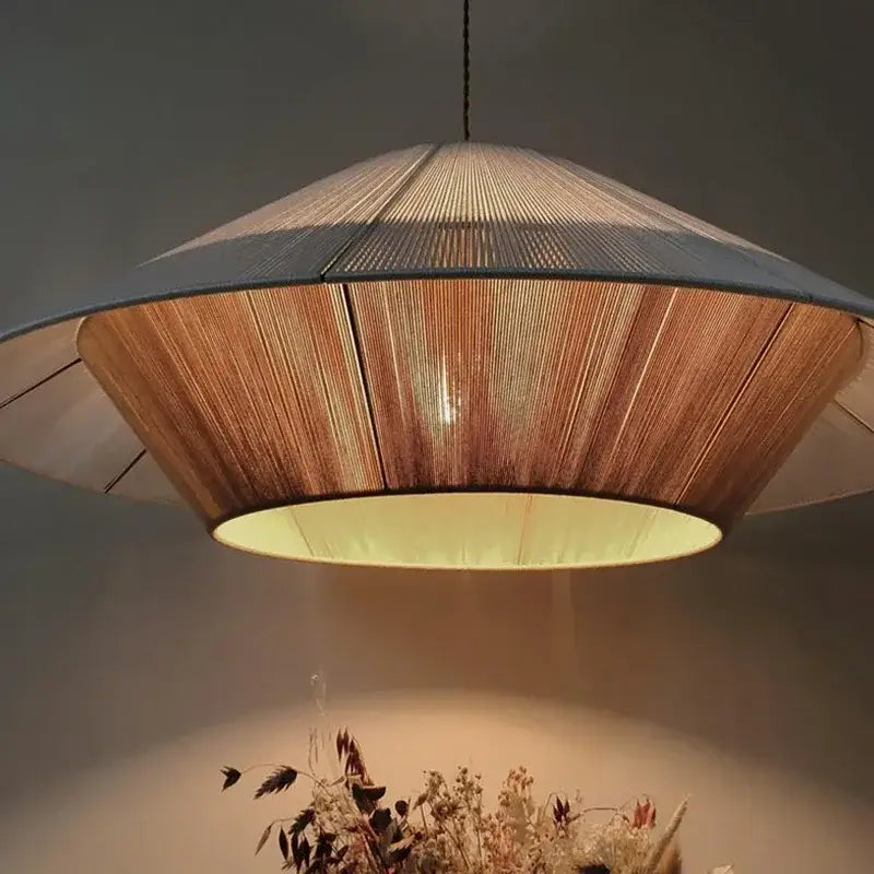 Tiered hemp rope rattan weave pendant light dining room warm lighting