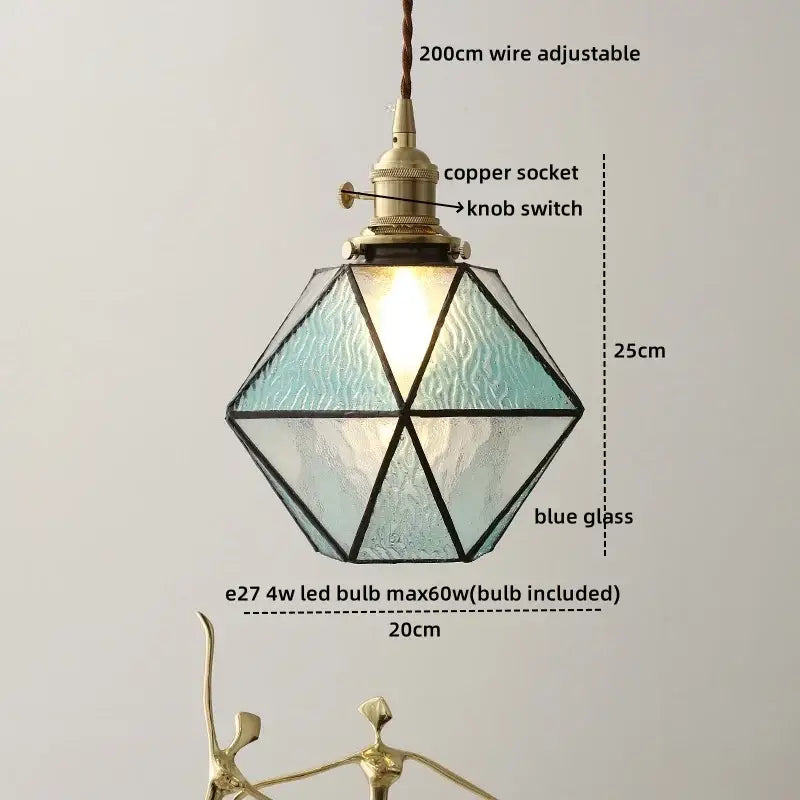 Tiffany stained glass copper led pendant lamp dining room hanging light
