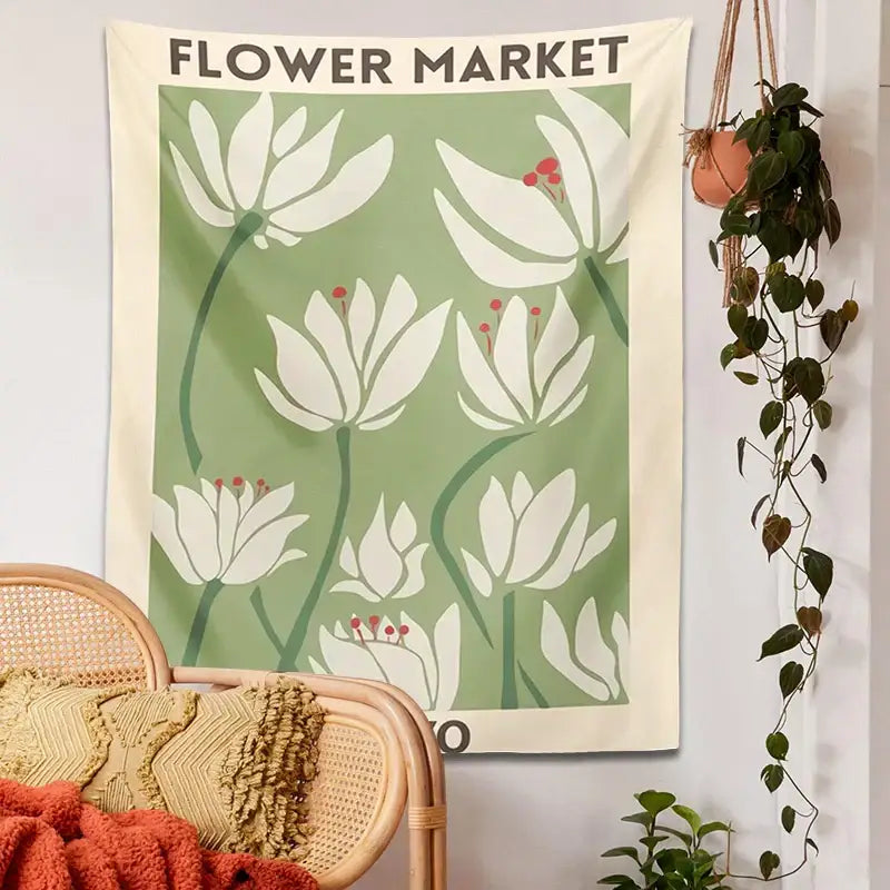 Tokyo flower market dreamy flower tapestry wall hanging for bedroom