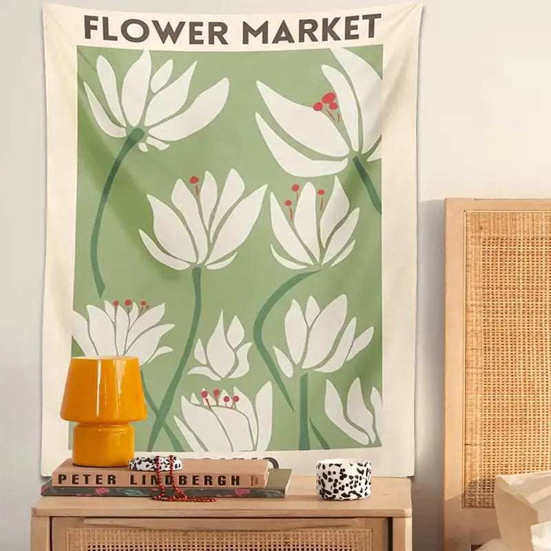 Tokyo flower market dreamy flower tapestry wall hanging for bedroom