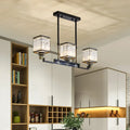 Traditional black metal island chandelier light dining room scrollwork