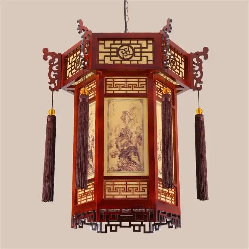 Traditional chinese bamboo lantern pendant light for dining room