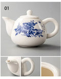 Traditional ink illustration dehua clay tea set dining room teaware