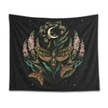 Trippy black death’s head tapestry moth and moon flower bedroom decor