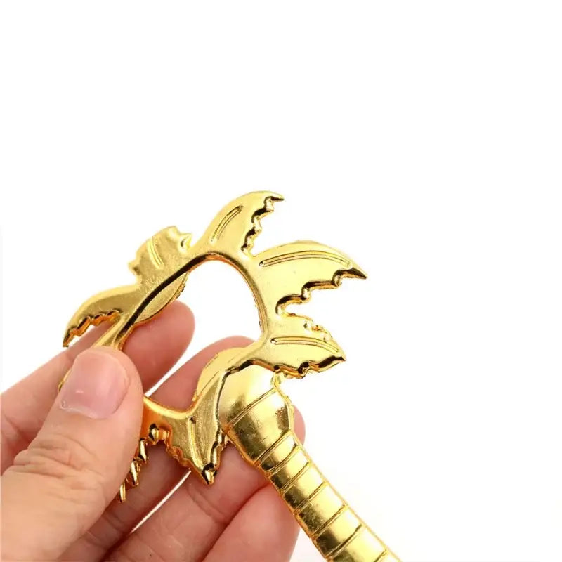 Tropical silver & gold coconut tree bottle opener kitchen tool