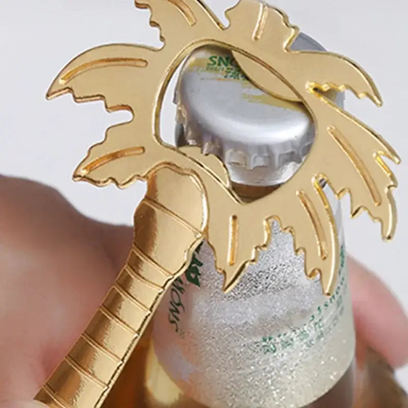Tropical silver & gold coconut tree bottle opener kitchen tool
