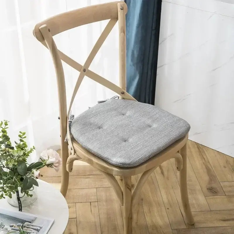 Tufted beige textured dining chair cushions for dining room