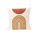 Tufted burnt orange and yellow cushion cover living room