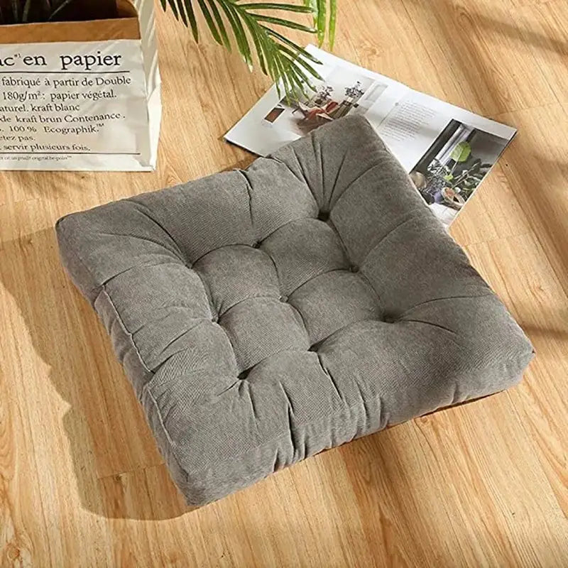 Tufted dark brown corduroy floor seat cushion living room yoga mat