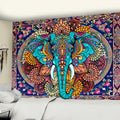 Turquoise & gold elephant mandala tapestry bedroom wall hanging
