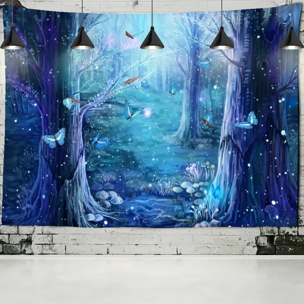 Vibrant colorful dinosaur age tapestry bedroom wall art decor