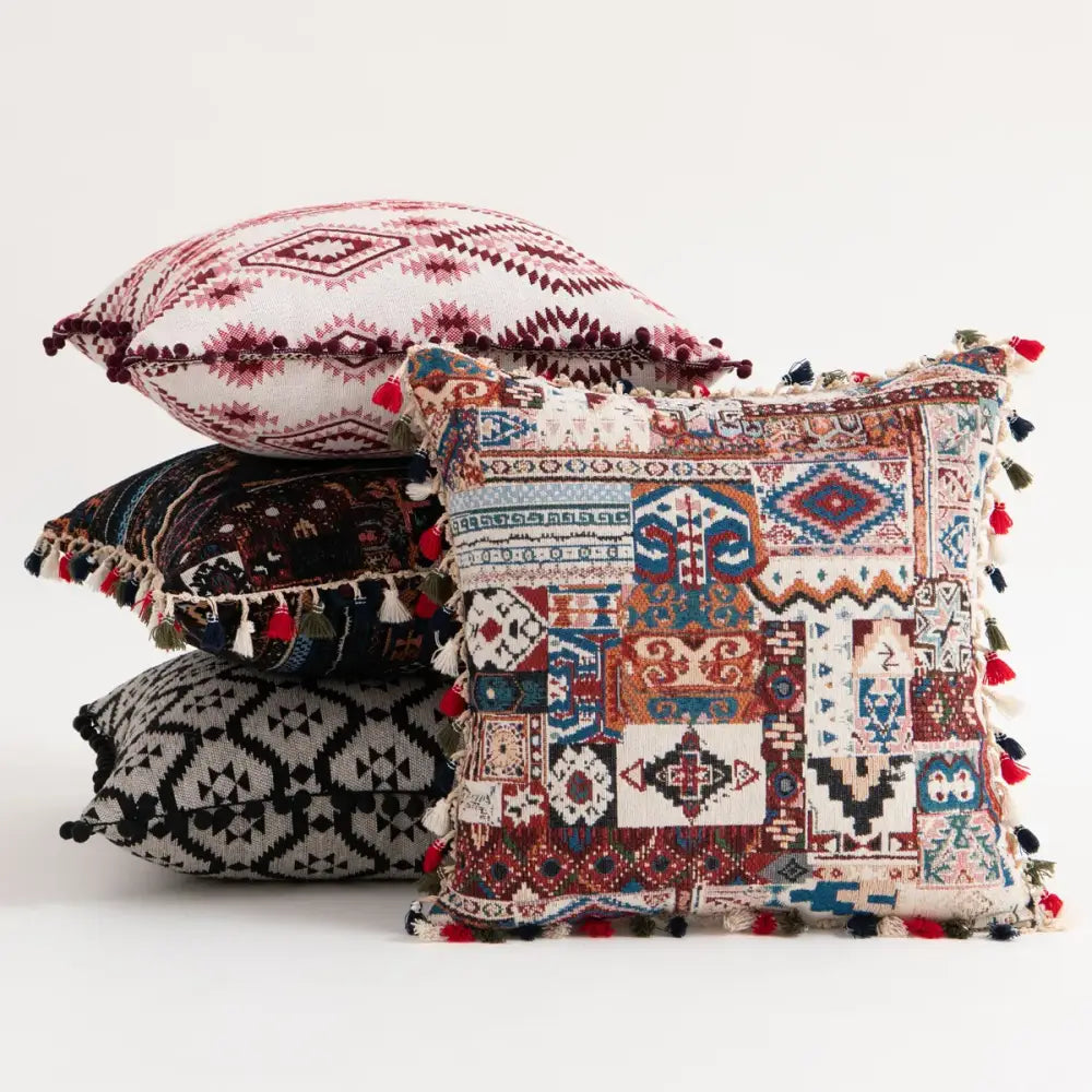 Vibrant patchwork ethnic boho throw pillow covers living room decor