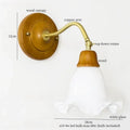 Vintage amber cracked glass led wall lights bedroom brass wood sconce