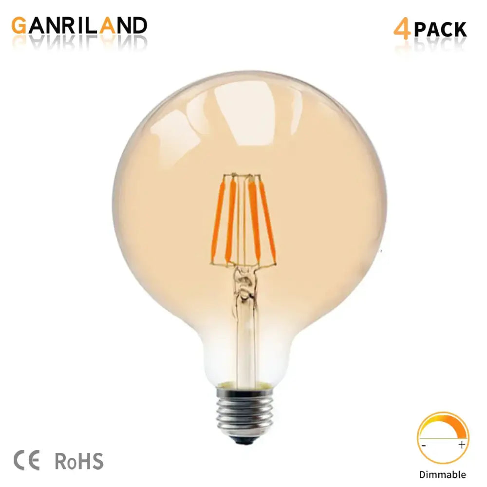 Vintage amber g125 led filament bulb living room globe light