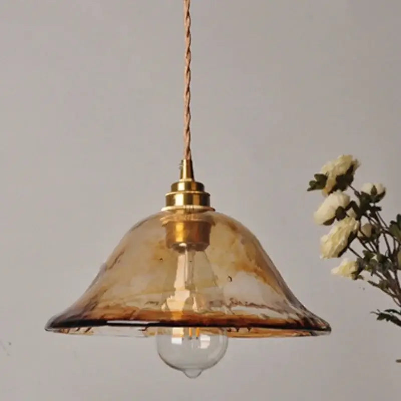 Vintage amber glass adjustable led pendant light for dining room