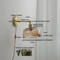 Vintage amber glass copper led wall lamp with pull chain bedroom