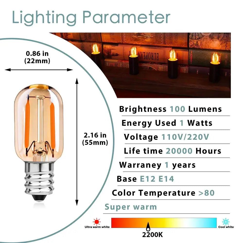 Vintage amber glass led filament bulb bedroom dimmable light