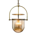 Vintage amber glass pendant light for dining room with brass accent
