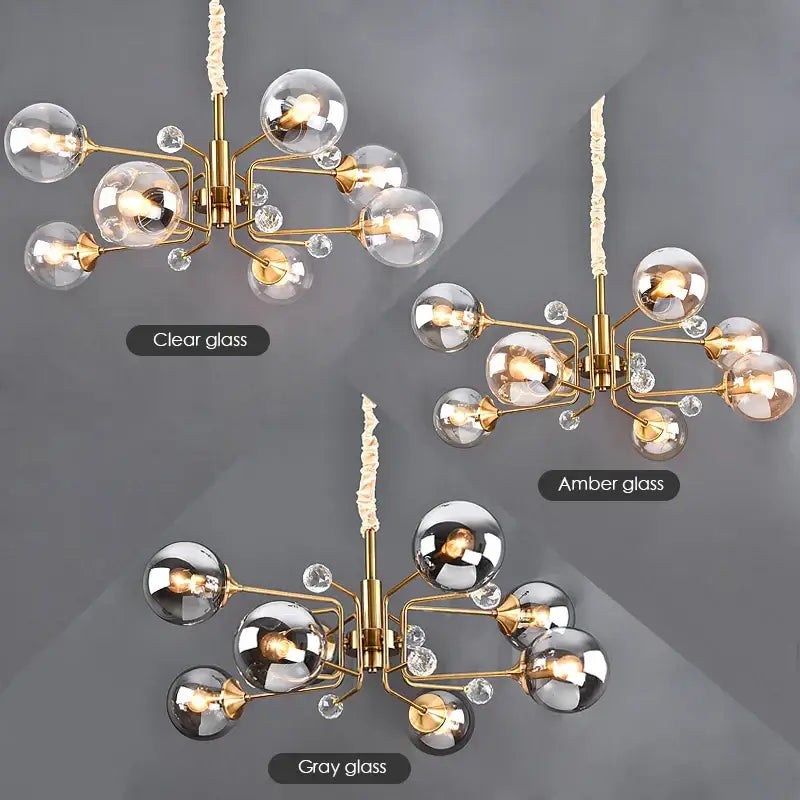 Vintage amber gold glass bubble chandelier kitchen island light