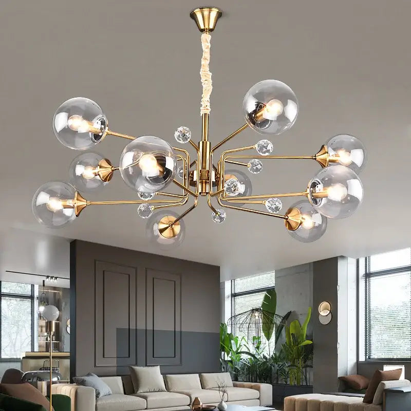 Vintage amber gold glass bubble chandelier kitchen island light