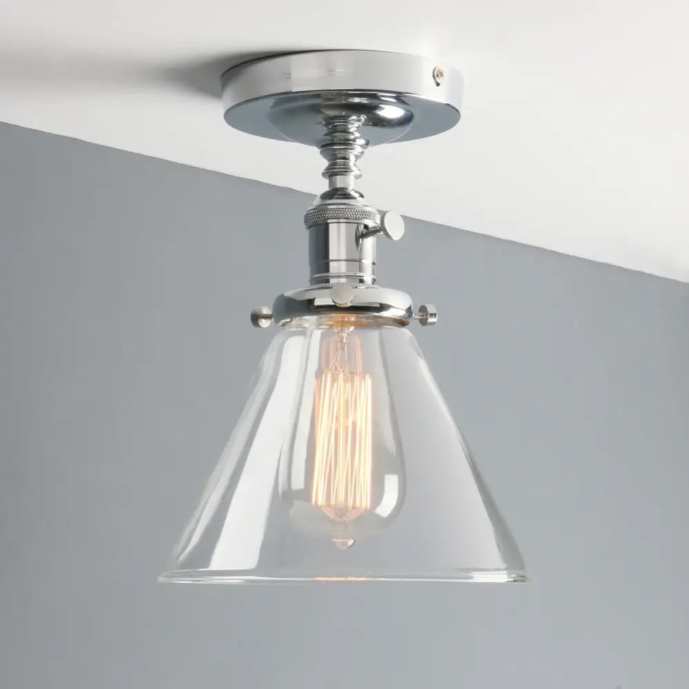 Vintage antique brass funnel glass wall sconce bedroom light
