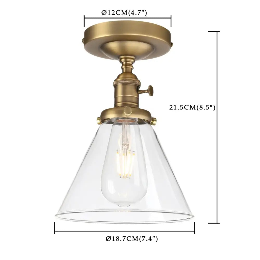 Vintage antique brass funnel glass wall sconce bedroom light