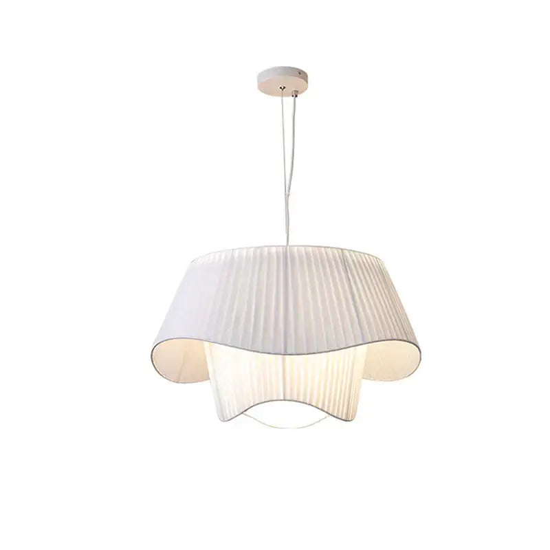 Vintage beige pleated cream wind fabric pendant chandelier bedroom