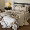 Vintage beige ruffled bedding set – bedroom french lace ruffles