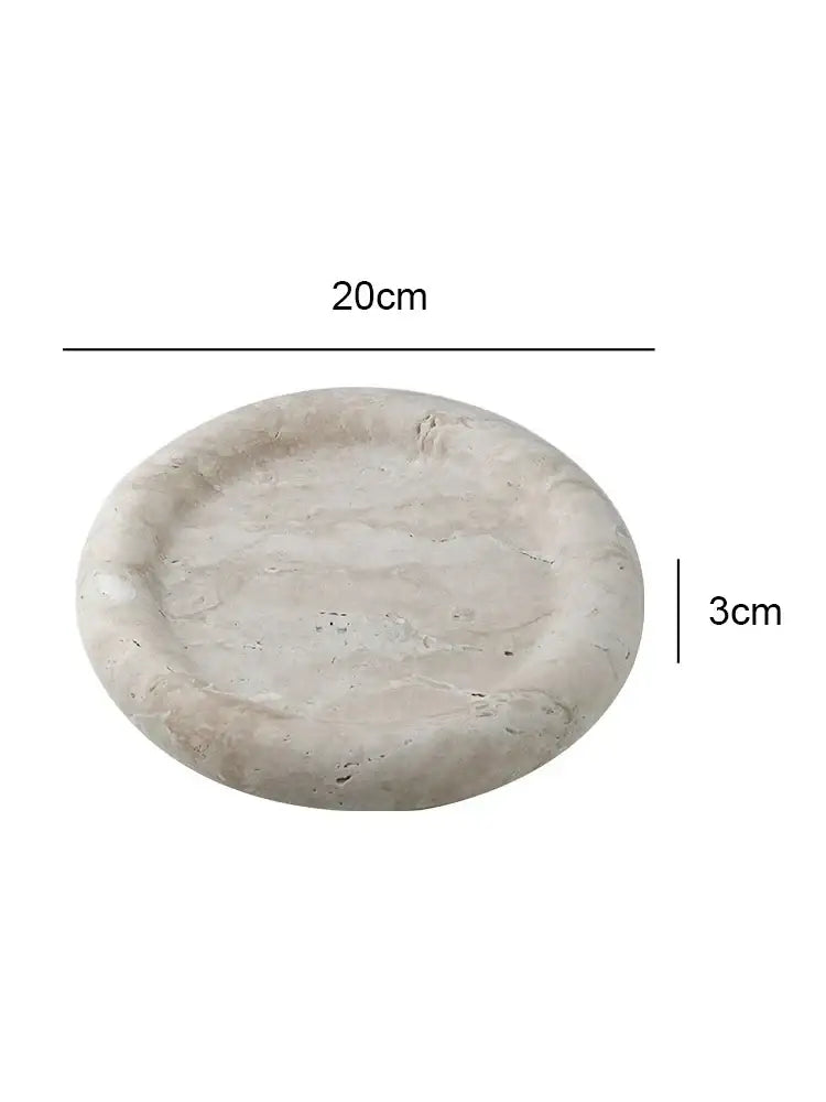Vintage beige travertine serving tray bedroom vanity plate