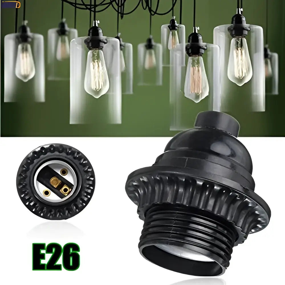 Vintage black and gold e27 bulb holder with pull switch bedroom light