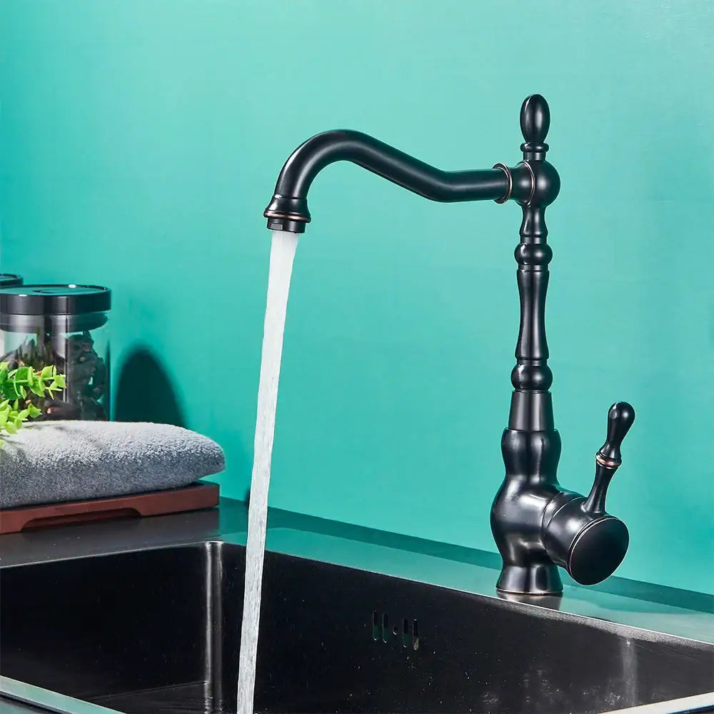 Vintage black brass faucet single handle kitchen sink mixer tap