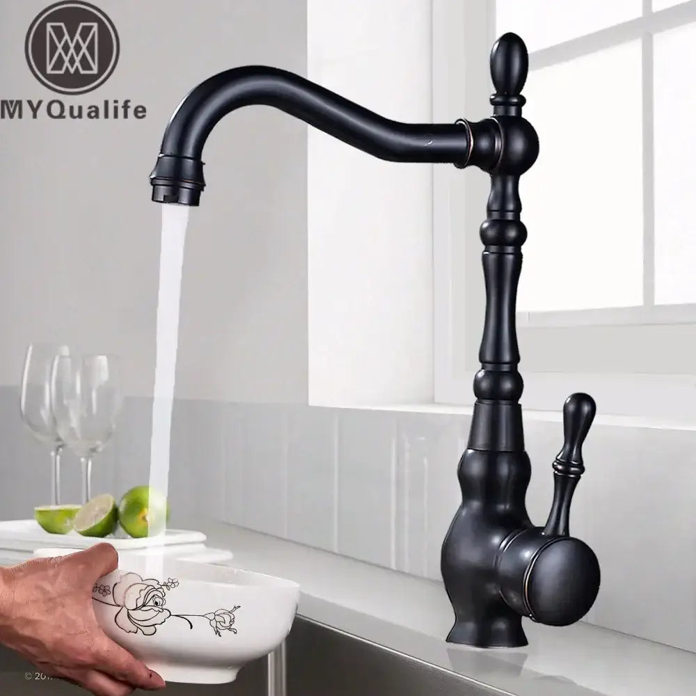 Vintage black brass faucet single handle kitchen sink mixer tap