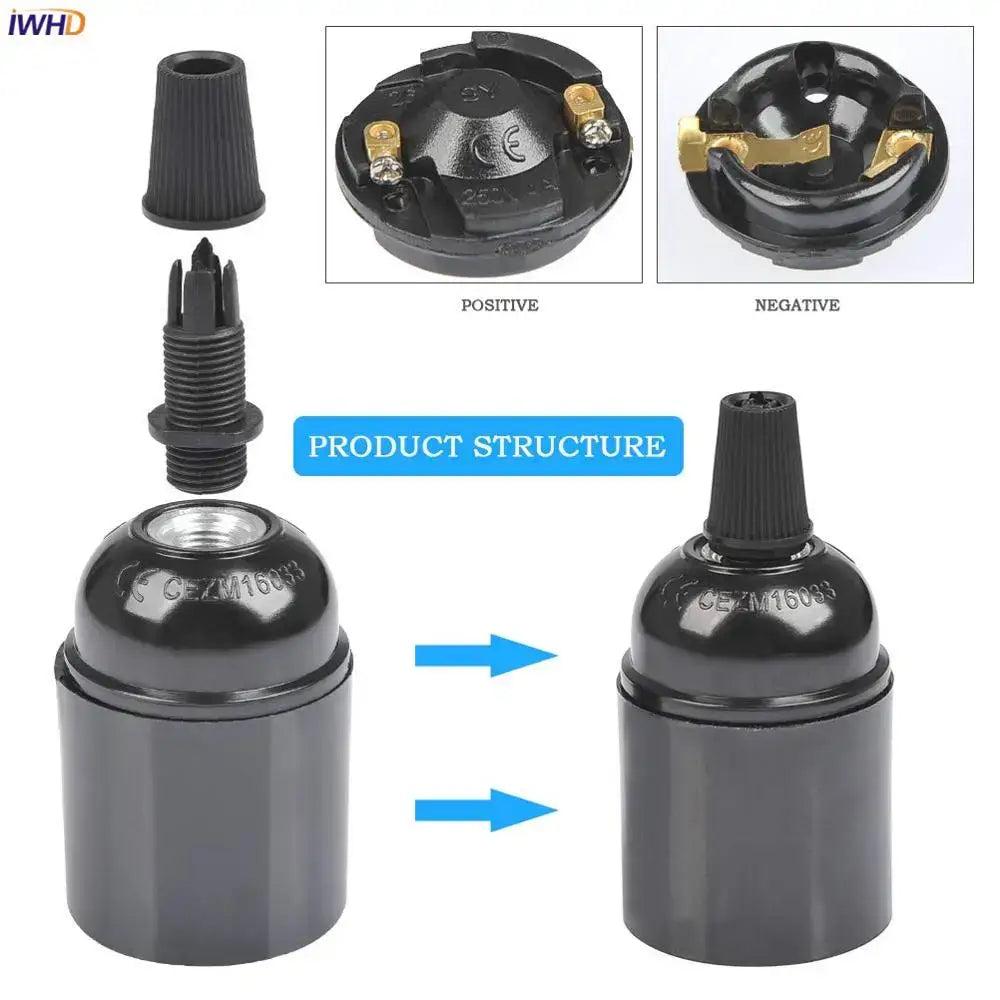 Vintage black e27 socket bulb holder – kitchen lamp holder