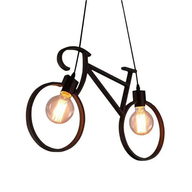 Vintage black iron bicycle chandelier living room pendant light