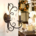Vintage black iron wall light with crystal ball deco living room