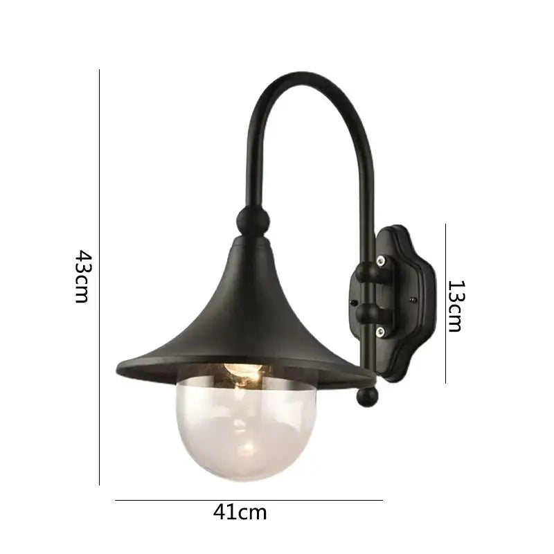 Vintage black outdoor wall lamp garden sconce with clear glass shade