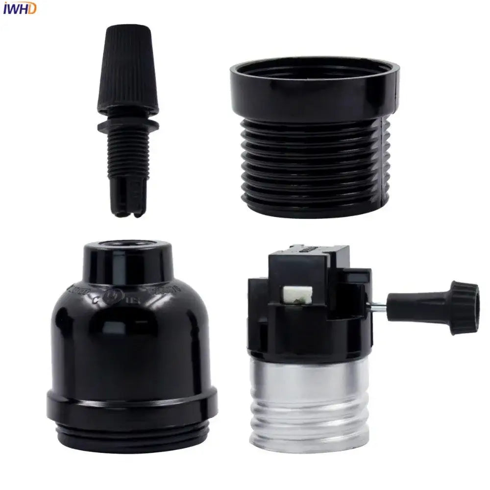 Vintage black plastic e27 socket lamp holder bedroom switch base