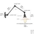 Vintage black wall lamp with white glass – bedroom swing arm sconce