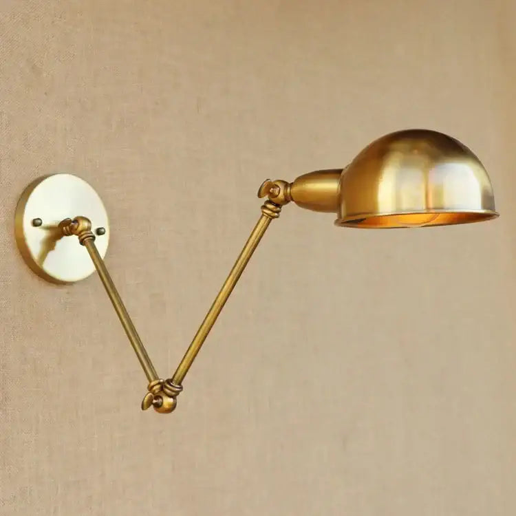 Vintage brass adjustable long arm wall light bedroom sconce