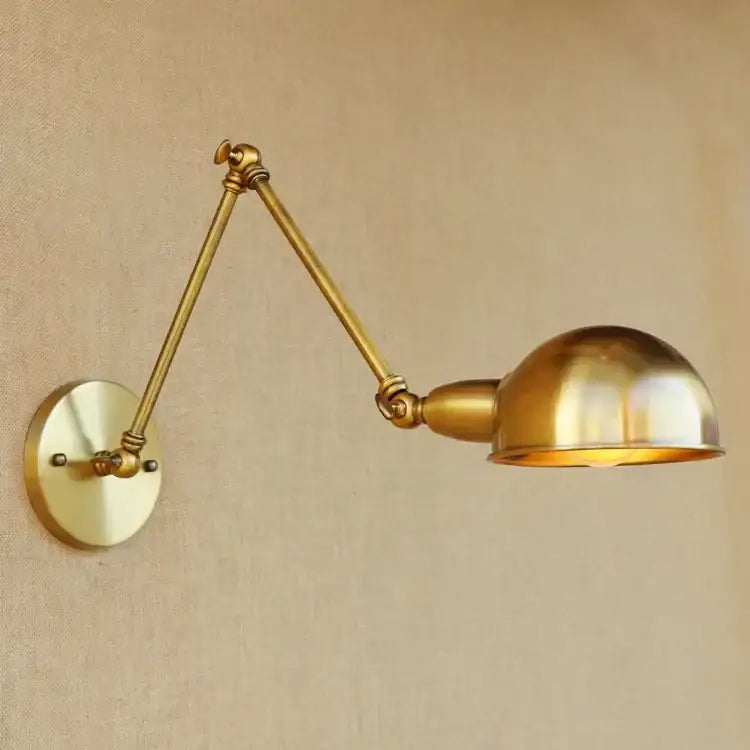 Vintage brass adjustable long arm wall light bedroom sconce