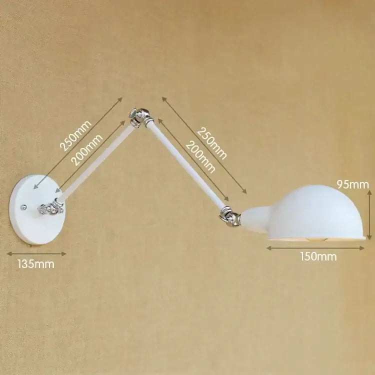 Vintage brass adjustable long arm wall light bedroom sconce