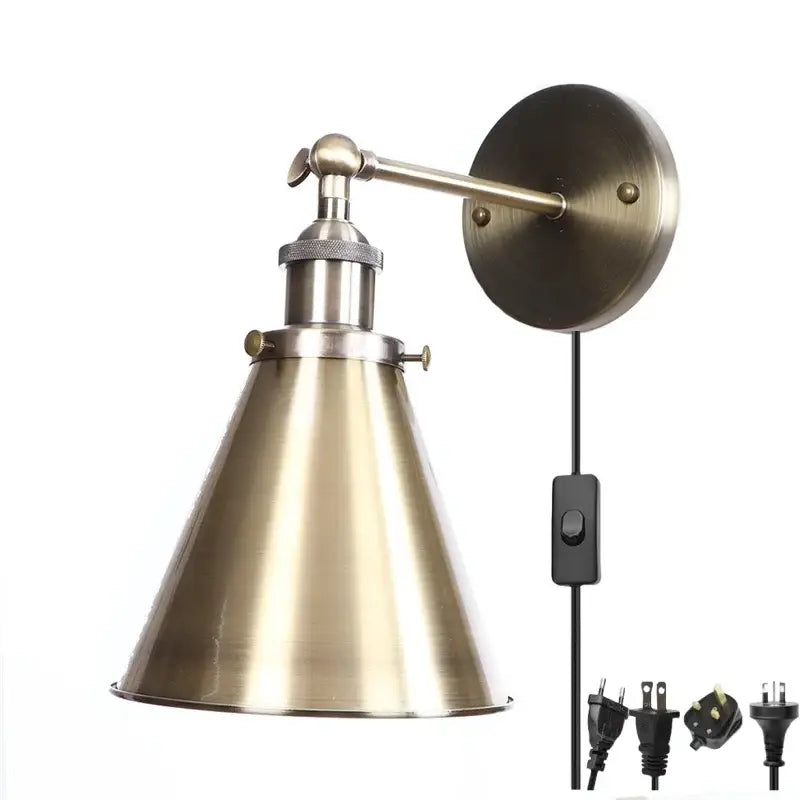 Vintage brass adjustable wall lamp bedroom iron led light