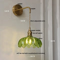 Vintage brass amber coffee glass wall sconce bedroom led light
