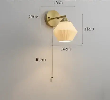 Vintage brass and amber glass led wall lamp bedroom sconce