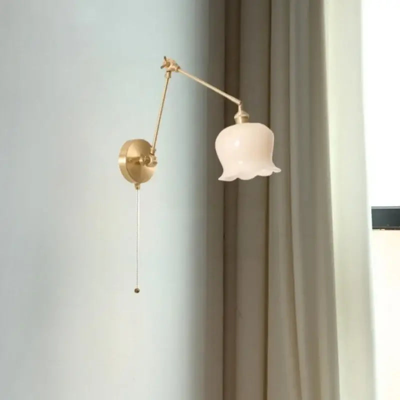 Vintage brass and cream resin led wall sconce bedroom light